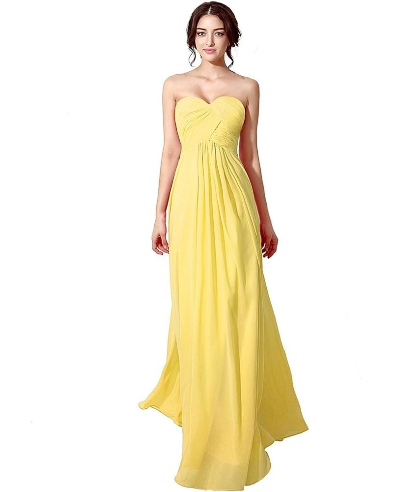 Women's Short/Long Chiffon Prom Party Dresses Ruched Evening Gown Sweetheart Open Back Pleats Bridesmaid Dress Z-yellow $17.2...