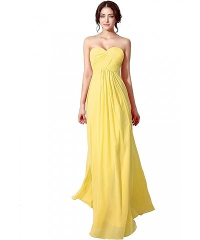 Women's Short/Long Chiffon Prom Party Dresses Ruched Evening Gown Sweetheart Open Back Pleats Bridesmaid Dress Z-yellow $17.2...