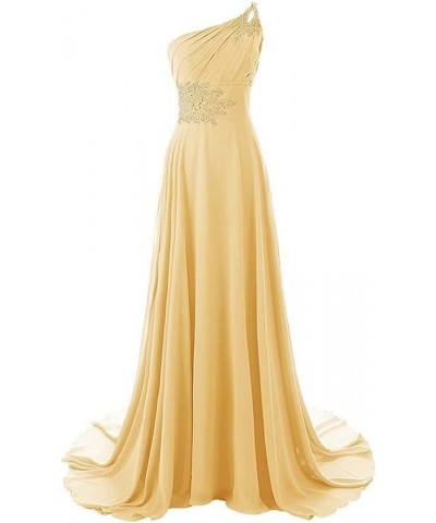 One Shoulder Gradient Color Chiffon Formal Evening Dress Ombre Long Party Gown Gold $34.44 Dresses