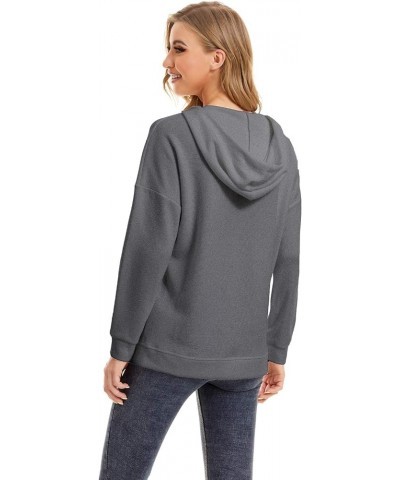 Womens Hoodie Sweatshirts Casual Long Sleeve Tunic V Neck Pullover Tops Dark Grey $13.19 Hoodies & Sweatshirts