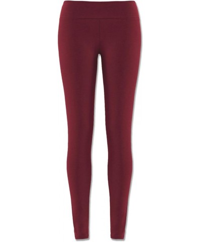 Women's Organic Cotton Leggings, Ladies Full Length Fitted Yoga Pants, Stretchy Solid Color Long Basic Bottoms Burgundy $30.2...