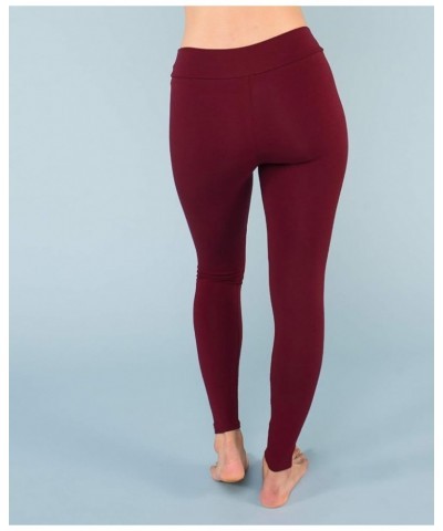 Women's Organic Cotton Leggings, Ladies Full Length Fitted Yoga Pants, Stretchy Solid Color Long Basic Bottoms Burgundy $30.2...