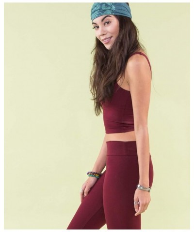 Women's Organic Cotton Leggings, Ladies Full Length Fitted Yoga Pants, Stretchy Solid Color Long Basic Bottoms Burgundy $30.2...