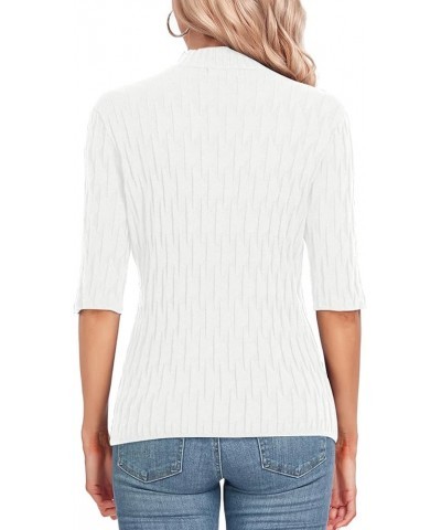 Women’s Mock Neck Short Sleeve Sweater 2024 Spring Summer Pullover Shirt Tops Casual Knit Sweater Blouses 52-white $17.39 Swe...