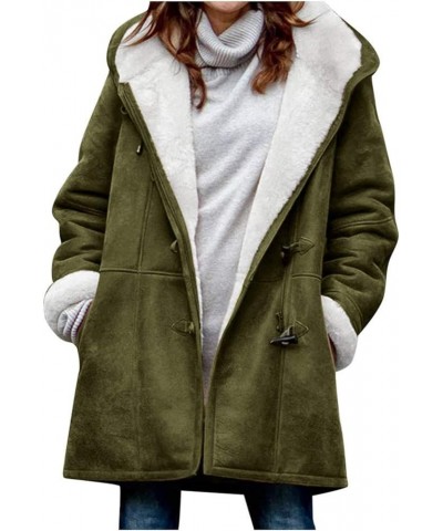 Women's Casual Winter Hoodies Pullover Warm Lined Flannel Jacket Button Up Mid Length Fuzzy Sweatshirt Coat S Army Green $16....