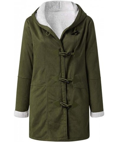 Women's Casual Winter Hoodies Pullover Warm Lined Flannel Jacket Button Up Mid Length Fuzzy Sweatshirt Coat S Army Green $16....