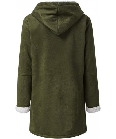 Women's Casual Winter Hoodies Pullover Warm Lined Flannel Jacket Button Up Mid Length Fuzzy Sweatshirt Coat S Army Green $16....