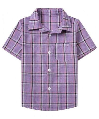 Girls Womens Short Sleeve Summer Button Down Shirts, 12 Months - XL Youth Purple $6.82 Blouses