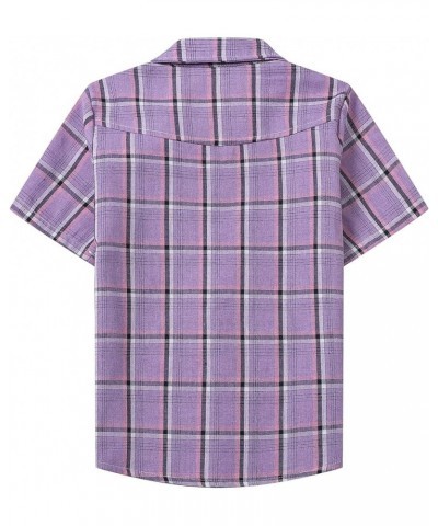 Girls Womens Short Sleeve Summer Button Down Shirts, 12 Months - XL Youth Purple $6.82 Blouses