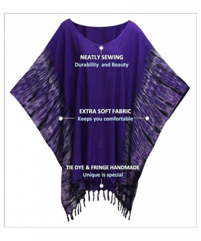 ATM Tie Dye Poncho Caftan Kaftan Tunic Blouse Cover Up Handmade Plus Size Purple $15.05 Blouses