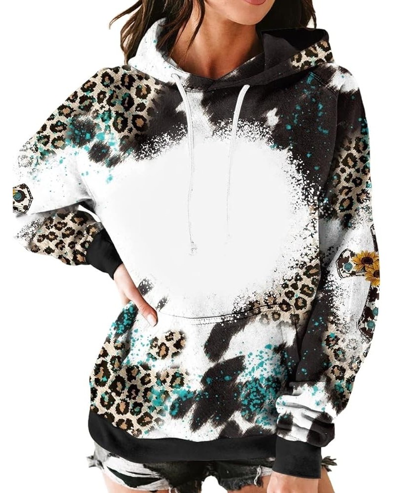 Women's Tie Dye Color Block Long Sleeve Hoodies Drawstring Leopard Plaid Drawstring Pullover Sweatshirt Tops Style6 $17.09 Ho...