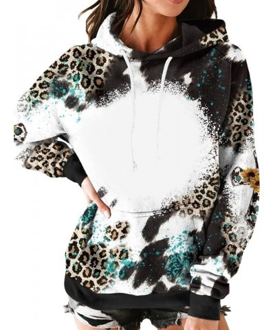 Women's Tie Dye Color Block Long Sleeve Hoodies Drawstring Leopard Plaid Drawstring Pullover Sweatshirt Tops Style6 $17.09 Ho...