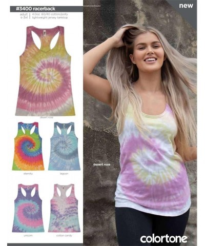 Tie-Dye Racerback Tank Top, Sleeveless Adult Sizes X-Small to XX-Large Cotton Candy $10.03 Tops