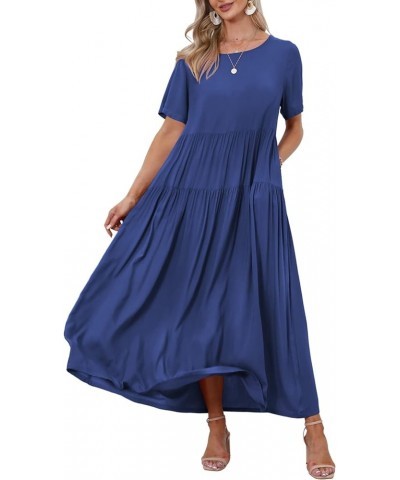 Women Casual Loose Bohemian Floral Dress Casual Dress 1- Navy Blue $25.49 Dresses