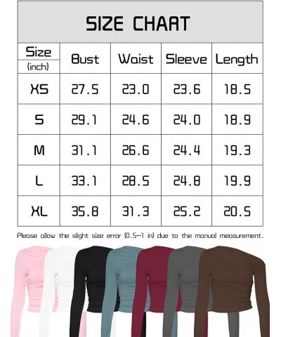 Women One Off Shoulder Solid Casual Long Sleeve Crop Top Slim Fit Ruched T-Shirt Sexy Going Out Tee Shirt Yy-lightblue $17.10...