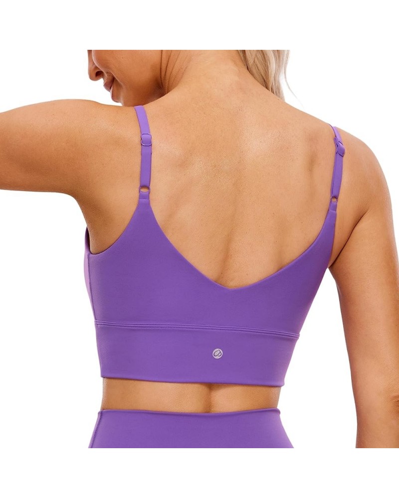 Adjustable Longline Sports Bra for Women - V Back Wireless Workout Padded Yoga Bra Cropped Tank Tops Camisole Royal Lilac $15...