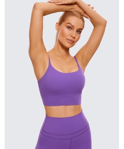 Adjustable Longline Sports Bra for Women - V Back Wireless Workout Padded Yoga Bra Cropped Tank Tops Camisole Royal Lilac $15...