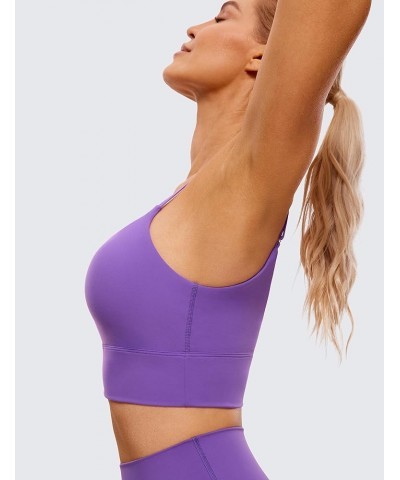 Adjustable Longline Sports Bra for Women - V Back Wireless Workout Padded Yoga Bra Cropped Tank Tops Camisole Royal Lilac $15...