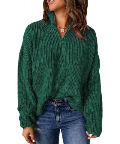 Womens Sweaters Long Sleeve 1/4 Zip Pullover Polo V Neck Dressy Casual Tops B Green $22.50 Sweaters