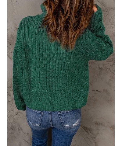 Womens Sweaters Long Sleeve 1/4 Zip Pullover Polo V Neck Dressy Casual Tops B Green $22.50 Sweaters