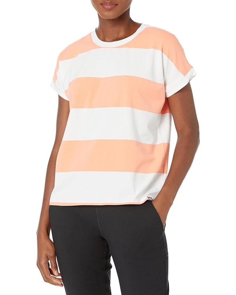 Women's Creck Neck Rugby Stripe Short Sleeve T-Shirt Guava $9.43 T-Shirts