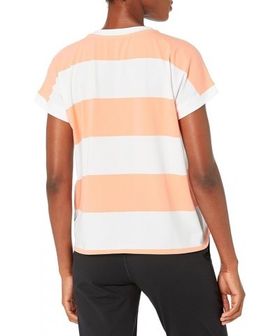 Women's Creck Neck Rugby Stripe Short Sleeve T-Shirt Guava $9.43 T-Shirts