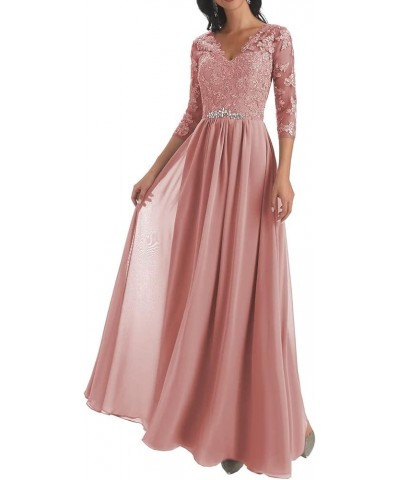 Mother of The Bride Dresses Lace Wedding Guest Dresses for Women Chiffon Mother of The Groom Dresses V Neck Dusty Rose $37.50...