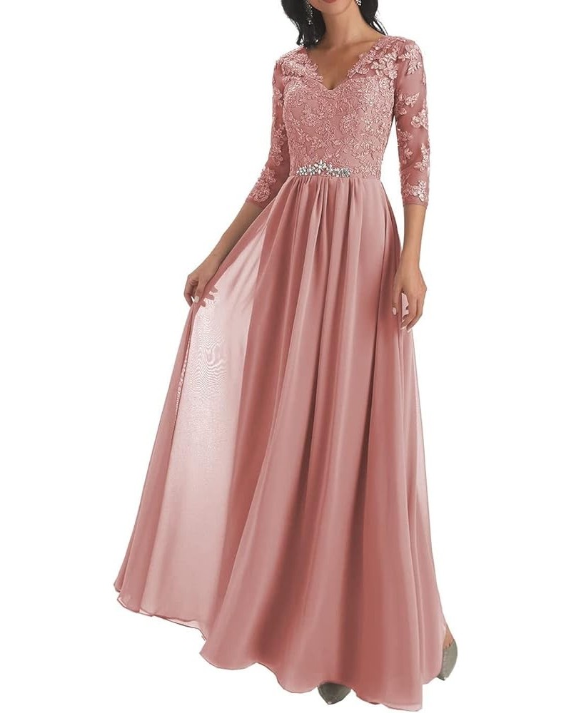 Mother of The Bride Dresses Lace Wedding Guest Dresses for Women Chiffon Mother of The Groom Dresses V Neck Dusty Rose $37.50...