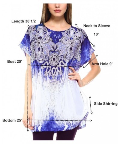 Women's Casual Summer Short Sleeve Print Tunic Loose fit Top Pt05-purple $10.39 Tops