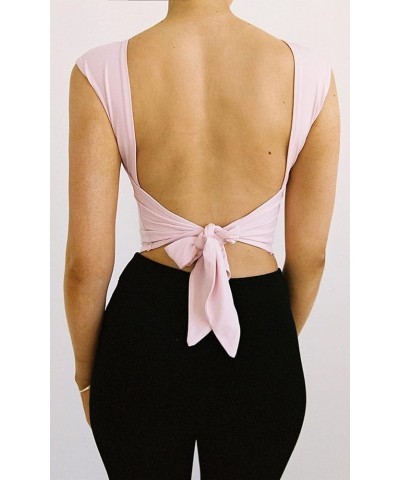 Sexy Open Back Tops for Women 2023 Y2K Summer Cute Casual Fashion Slim Fitted T Shirt Basic Tee 01 Pink $10.32 T-Shirts