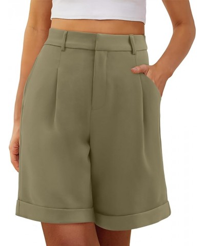 Womens Dressy Shorts Casual High Waist Wide Leg Shorts Side Pockets B-wheat $14.35 Shorts