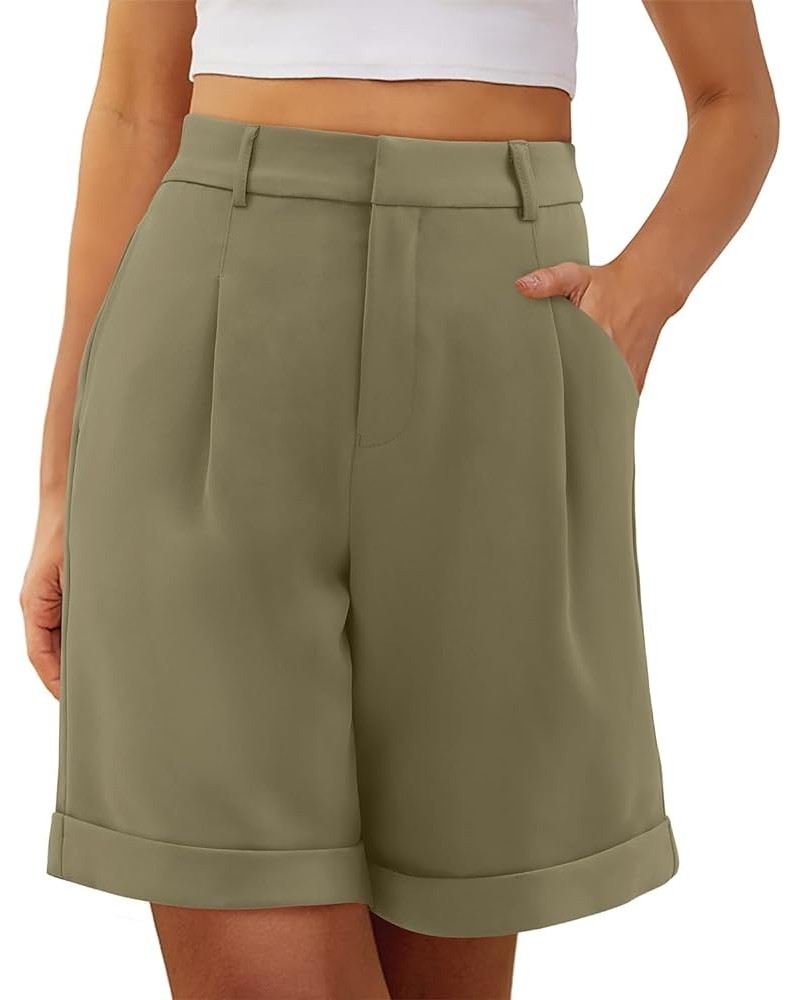 Womens Dressy Shorts Casual High Waist Wide Leg Shorts Side Pockets B-wheat $14.35 Shorts