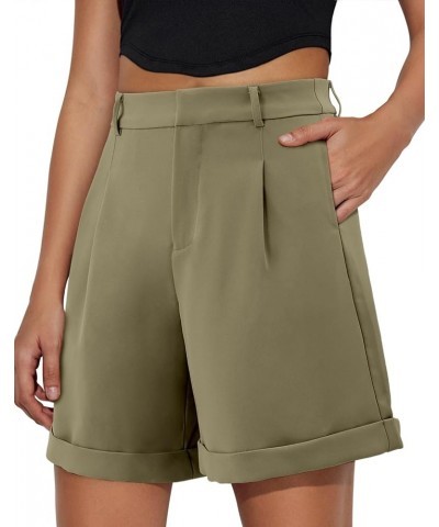 Womens Dressy Shorts Casual High Waist Wide Leg Shorts Side Pockets B-wheat $14.35 Shorts