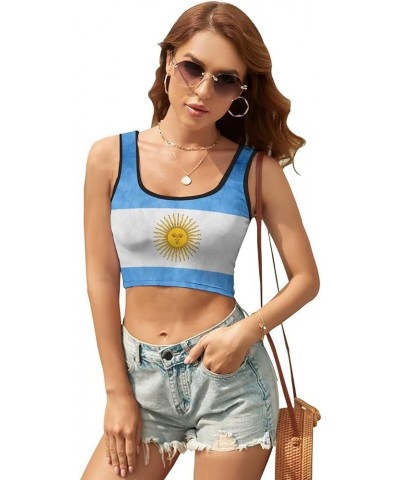 Women's Argentina Flag Crop Tank Tops Cute Comfortable Lightweight M Small Style-3 $12.19 Tanks