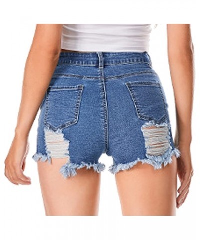 Womens High Waist Ripped Hole Short Jeans Washed Distressed Sexy Denim Shorts S001b-royalblue $19.73 Shorts