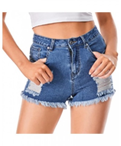 Womens High Waist Ripped Hole Short Jeans Washed Distressed Sexy Denim Shorts S001b-royalblue $19.73 Shorts