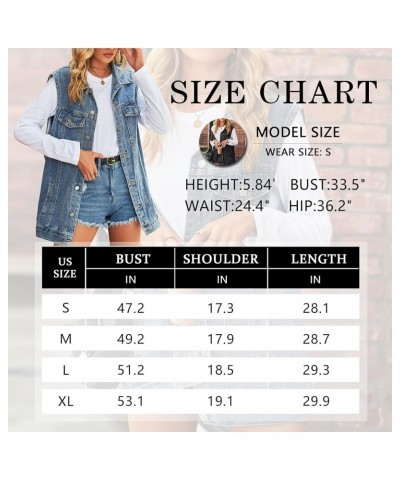 Women’s Vintage Denim Jean Vest Oversized Button Down Jean Waistcoat Gilet 01 Blue $20.09 Vests