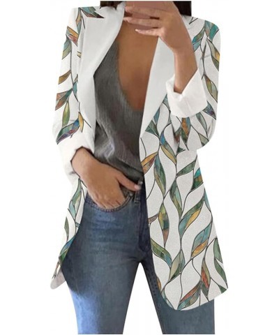 Women's 2023 Summer Fashion Elegant Floral Print Lightweight Long Sleeve Plus Size Cardigan Suit Blazers Jackets 05-green $10...