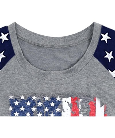 Womens American Flag 4th July Shirts Faith Family Freedom Letter Print Tops Inpendence Day Summer Casual Tees B-grey-d $13.79...