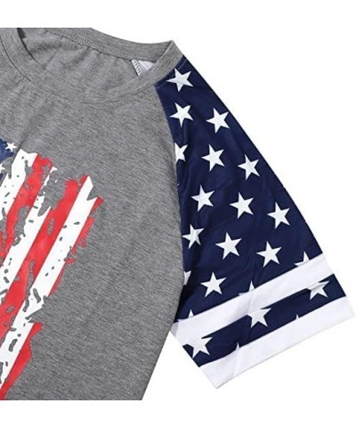 Womens American Flag 4th July Shirts Faith Family Freedom Letter Print Tops Inpendence Day Summer Casual Tees B-grey-d $13.79...