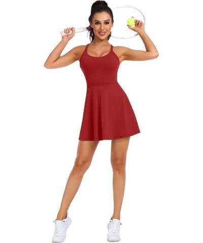 Women Tennis Golf Dress with Built-in Shorts and Bra-Workout Athletic Activewear for Exercise Red $18.28 Activewear