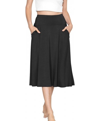 Women's and Plus Knee Length and MIDI A-Line Skirt w/Pockets Black Midi $13.50 Skirts