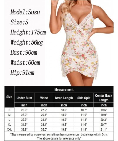 Women's Lingerie Sexy Nightwear Spaghetti Strap Nightgown Babydoll Chemise Flower $14.03 Lingerie