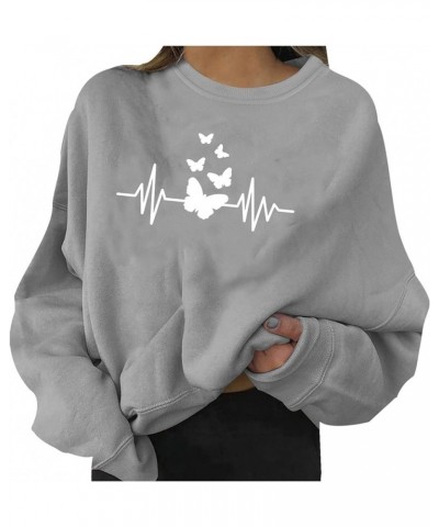 Hoodies for Teen Girls 14-16 Aesthetic Fashion Women's Warm Sweatshirt Casual Long Sleeve O Neck Soft Love Z004-grey $10.25 Tops