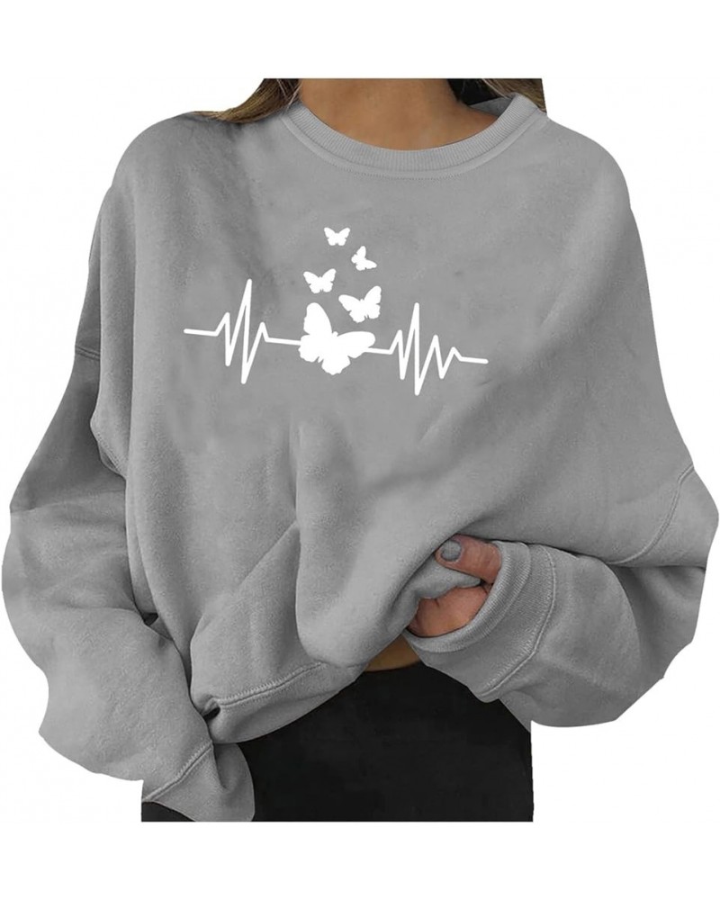 Hoodies for Teen Girls 14-16 Aesthetic Fashion Women's Warm Sweatshirt Casual Long Sleeve O Neck Soft Love Z004-grey $10.25 Tops