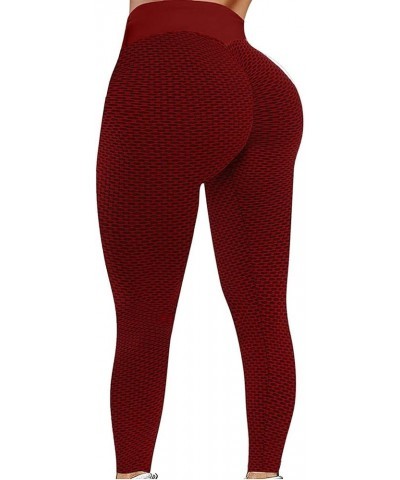 Featur123C Women's High Waist Yoga Pants Summer Casual Printed Trouses Ruched Butt Lifting Stretchy Workout Jeans Pant 03 Red...