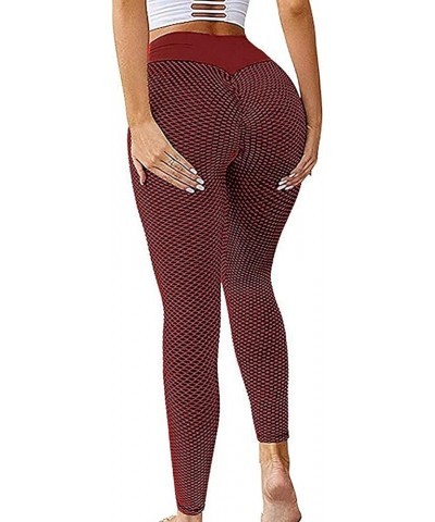 Featur123C Women's High Waist Yoga Pants Summer Casual Printed Trouses Ruched Butt Lifting Stretchy Workout Jeans Pant 03 Red...