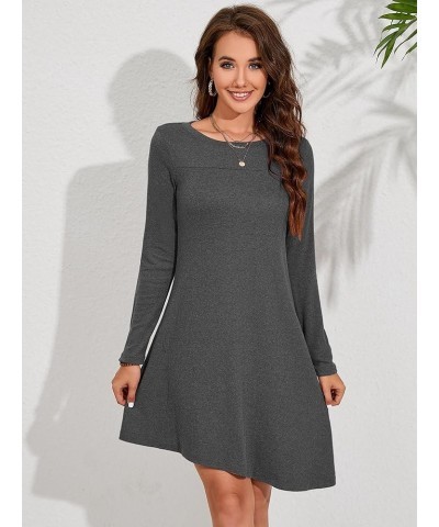 Dresses for Women Long Sleeve Round Neck Casual Button Side T Shirts Loose Fitting Sweater Tunic Dress 0-dark Grey $17.66 Dre...