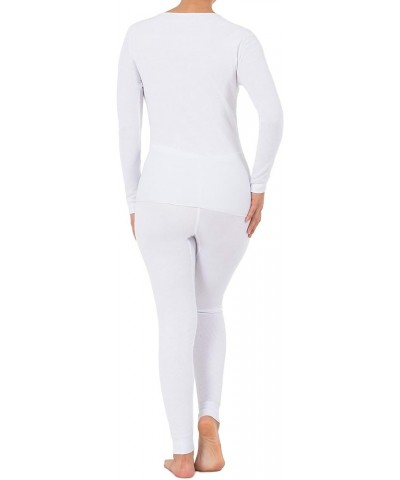 Women's Micro Waffle Premium Thermal Set White $13.49 Underwear