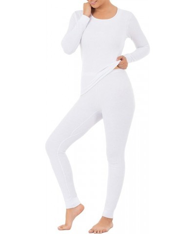 Women's Micro Waffle Premium Thermal Set White $13.49 Underwear